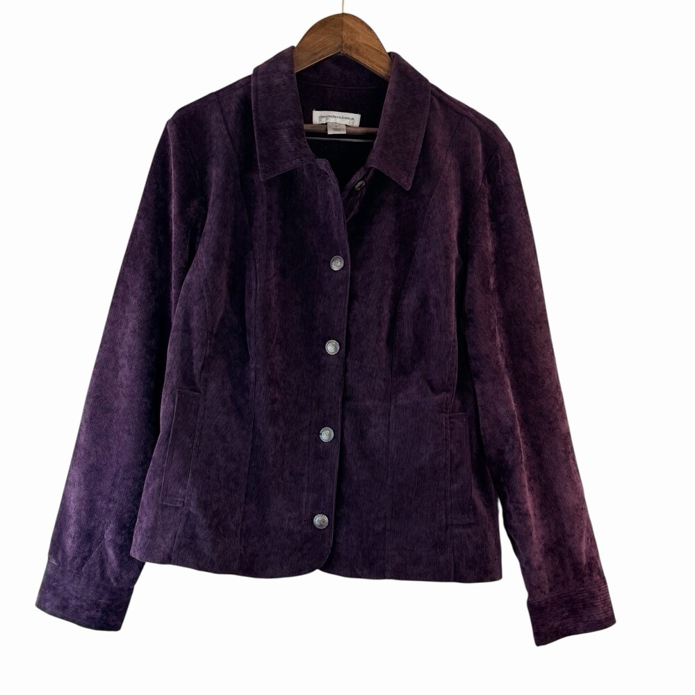 Christopher & Banks Women's S Purple Corduroy Jacket Silver Buttons Small